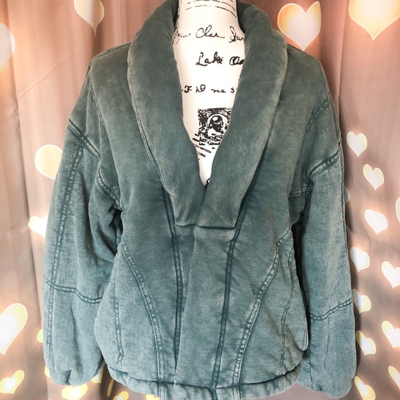 Jacket coat mineral wash blue womens - Picture 4 of 9